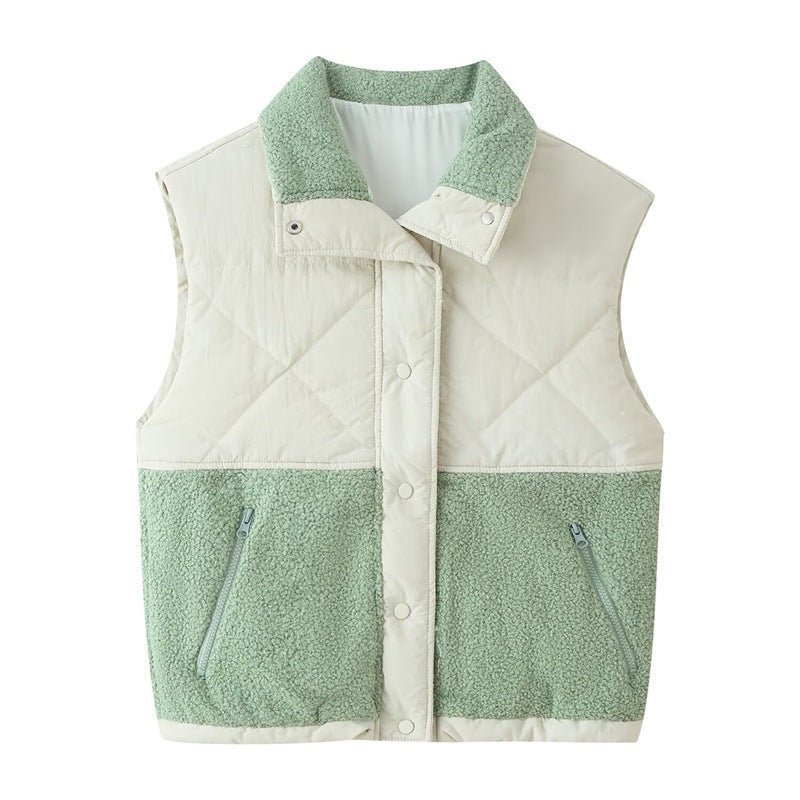 Damen Steppweste mit Teddyfleece-Einsatz, Stehkragen und Reißverschlusstaschen Shop Nory