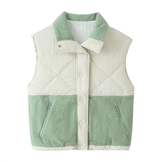 Damen Steppweste mit Teddyfleece-Einsatz, Stehkragen und Reißverschlusstaschen Shop Nory
