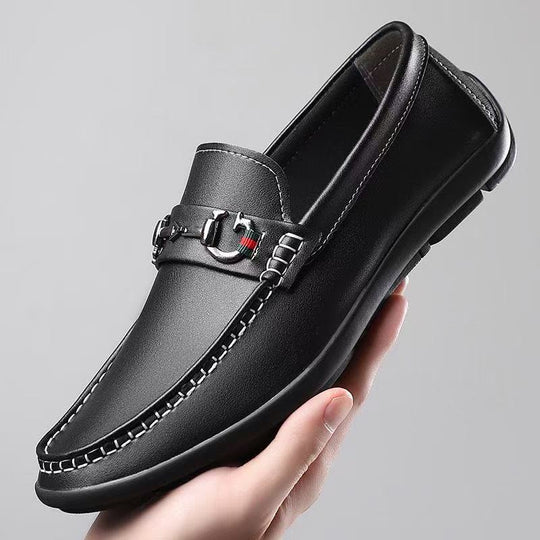 Herren Elegante Lederimitat-Loafer mit Ziernaht und Metallbit-Detail Shop Nory