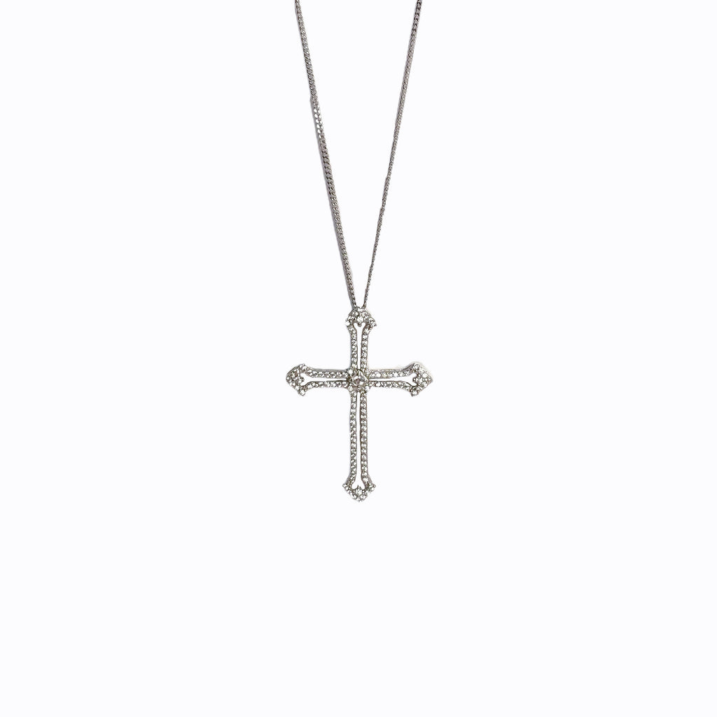 Damen Halskette mit kunstvollem Kreuz-Anhänger und funkelnden Zirkoniasteinen Shop Nory