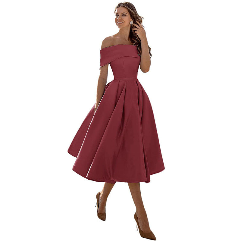 Legere Mode Satin Cocktailkleid Ohne Träger