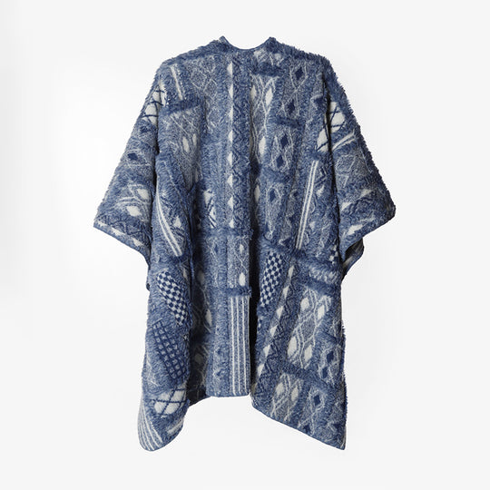 Damen Strukturierter Jacquard Ruana‑Poncho mit Fransenoptik und offener Oversize‑Silhouette Shop Nory
