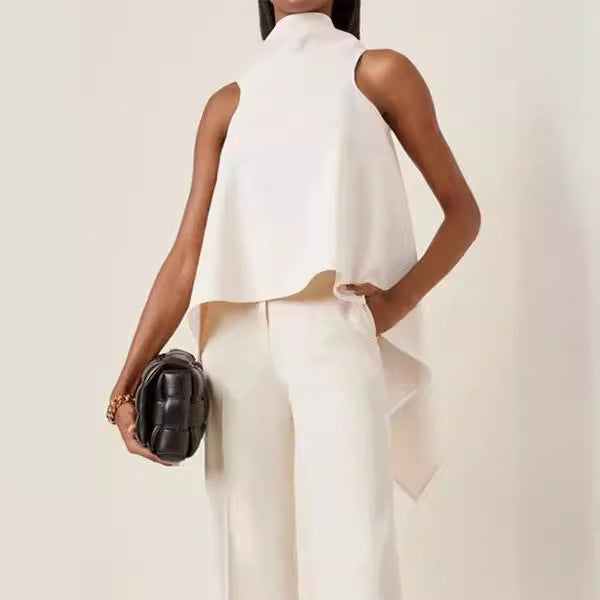 Damen ärmelloses Tunika mit asymmetrischem Schnitt und elegantem Kragen