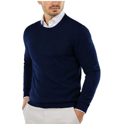 Herren eleganter Rundhals-Pullover aus feiner Baumwolle