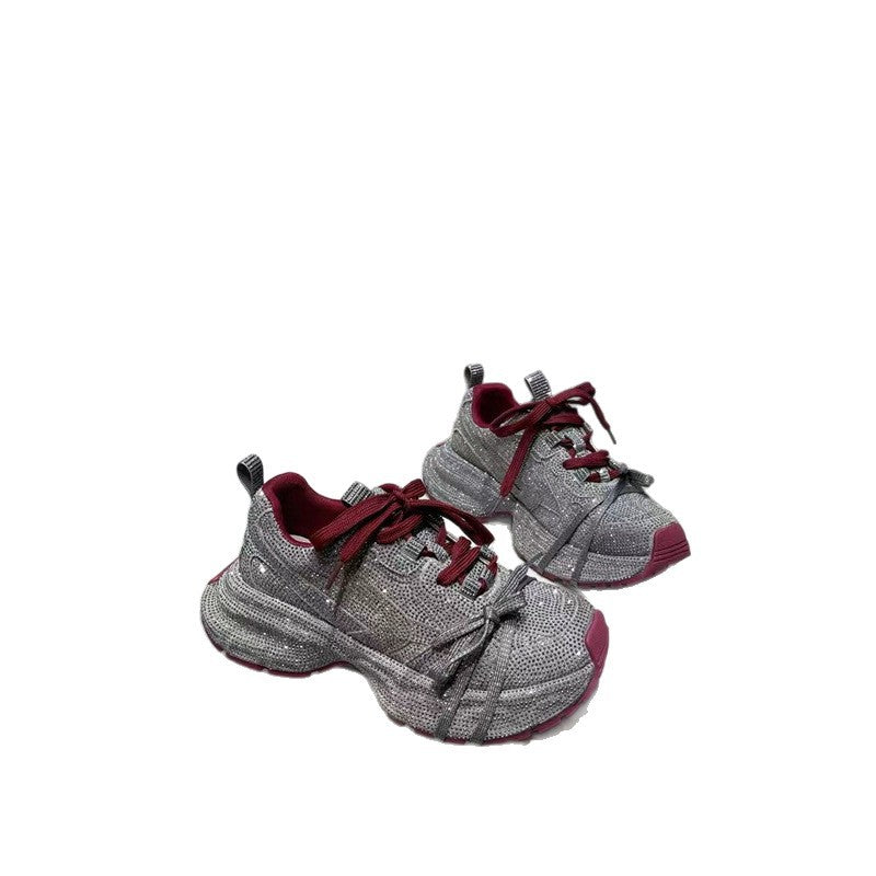 Damen Chunky Plateau-Sneaker mit gewellter Profilsohle und glitzernder Mesh-Optik Shop Nory