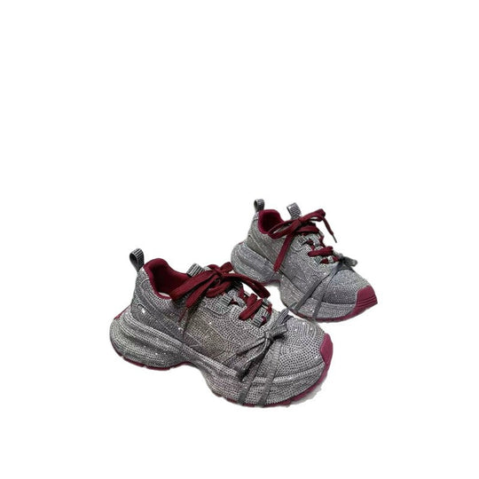 Damen Chunky Plateau-Sneaker mit gewellter Profilsohle und glitzernder Mesh-Optik Shop Nory