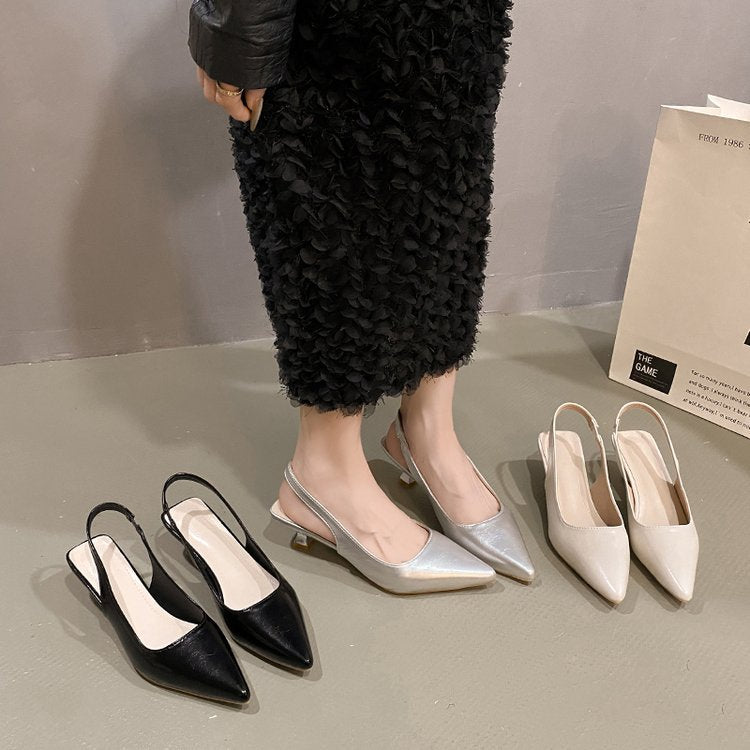Damen Slingback-Pumps mit spitzer Zehenpartie und modischem Blockabsatz Shopnory