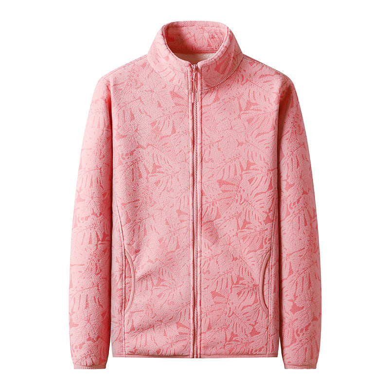 Damen Fleecejacke mit durchgehendem Reißverschluss und floraler Jacquard-Struktur Shop Nory