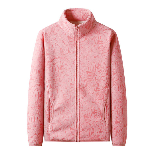 Damen Fleecejacke mit durchgehendem Reißverschluss und floraler Jacquard-Struktur Shop Nory