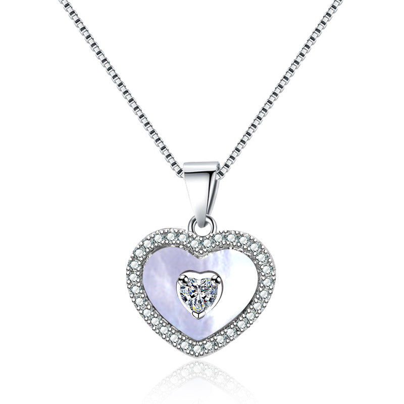 Damen Herzanhänger-Halskette aus hochwertigem Edelstahl mit Zirkonia-Besatz Shop Nory