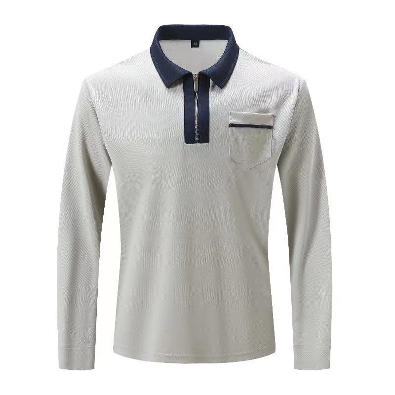 Herren Langarm-Poloshirt mit Halbzip, Kontrastkragen & Brusttasche Shop Nory