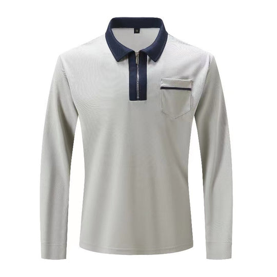 Herren Langarm-Poloshirt mit Halbzip, Kontrastkragen & Brusttasche Shop Nory