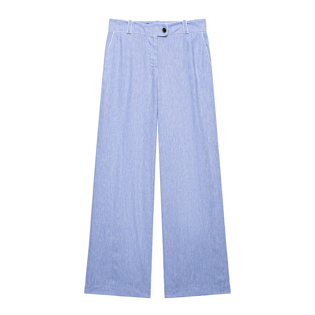 Damen Leichtes Leinenoptik-Zweiteiler mit oversized Hemdoberteil und Highwaist Wide‑Leg Hose Shop Nory