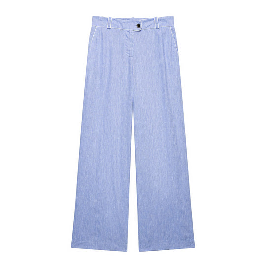 Damen Leichtes Leinenoptik-Zweiteiler mit oversized Hemdoberteil und Highwaist Wide‑Leg Hose Shop Nory