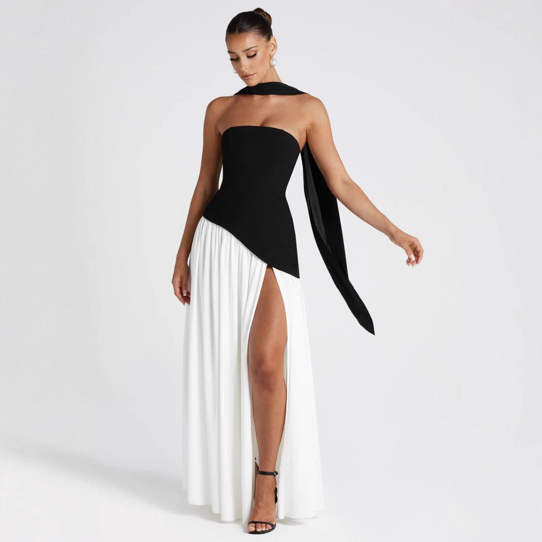 Damen Hochwertiges Abendkleid mit asymmetrischem Schnitt und elegantem Schlitz