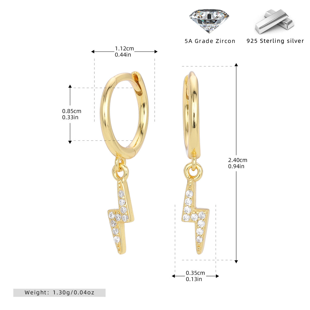 Damen Ohrhänger mit funkelndem Blitzdesign aus 925 Sterling Silber und Zirkonbesatz Shop Nory