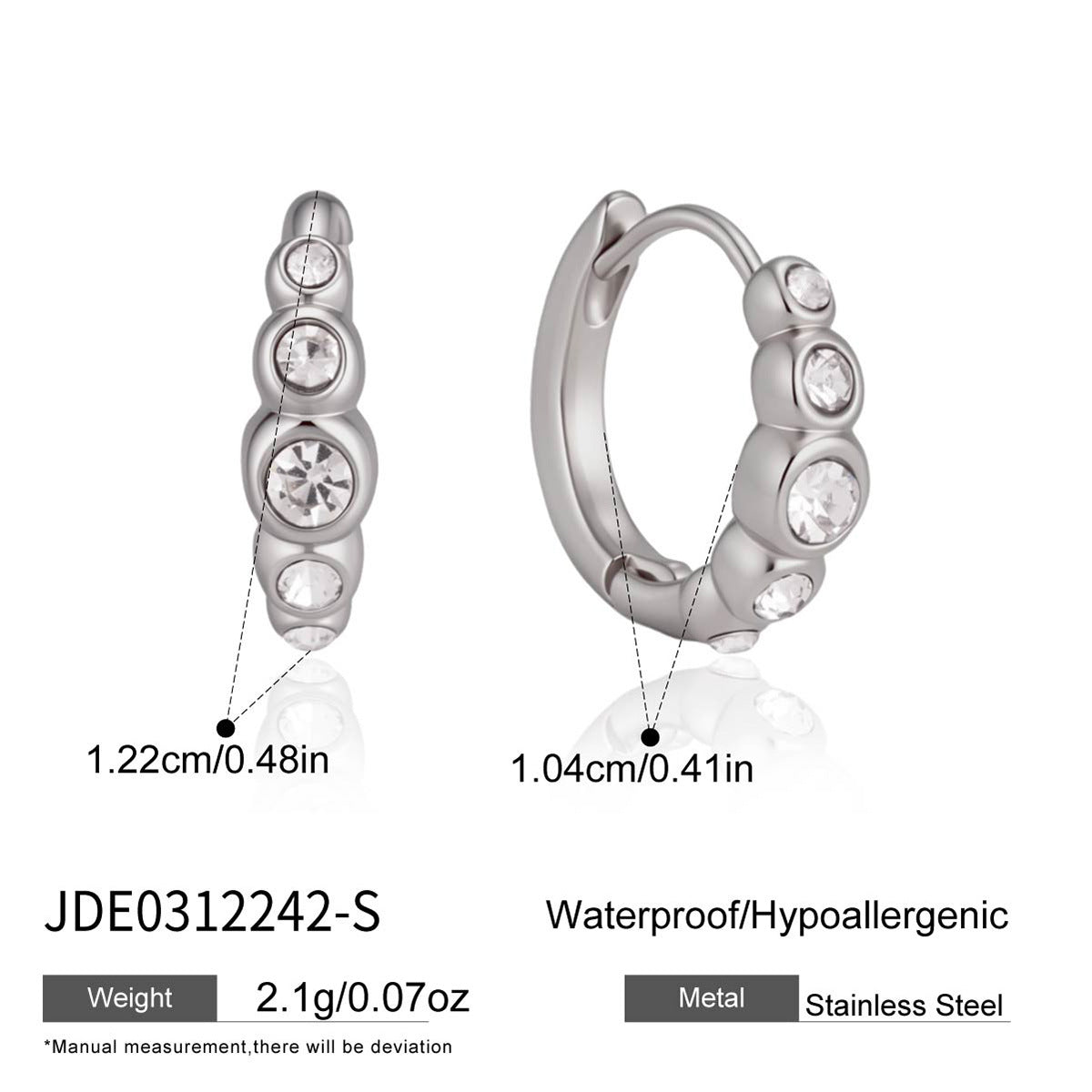 Damen Creolen mit funkelnden Kristallen aus hypoallergenem Edelstahl Shop Nory
