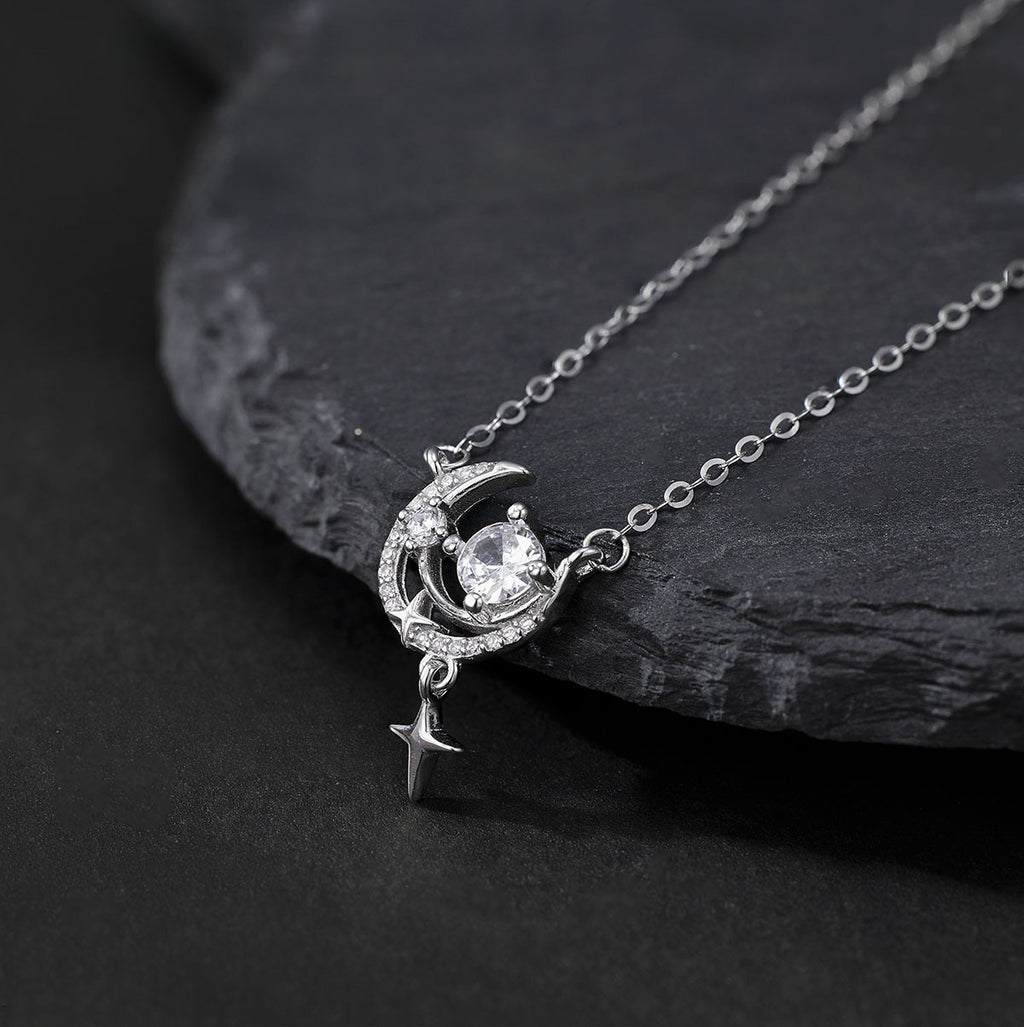 Damen Halskette mit elegantem Mond- und Sternenanhänger Shop Nory