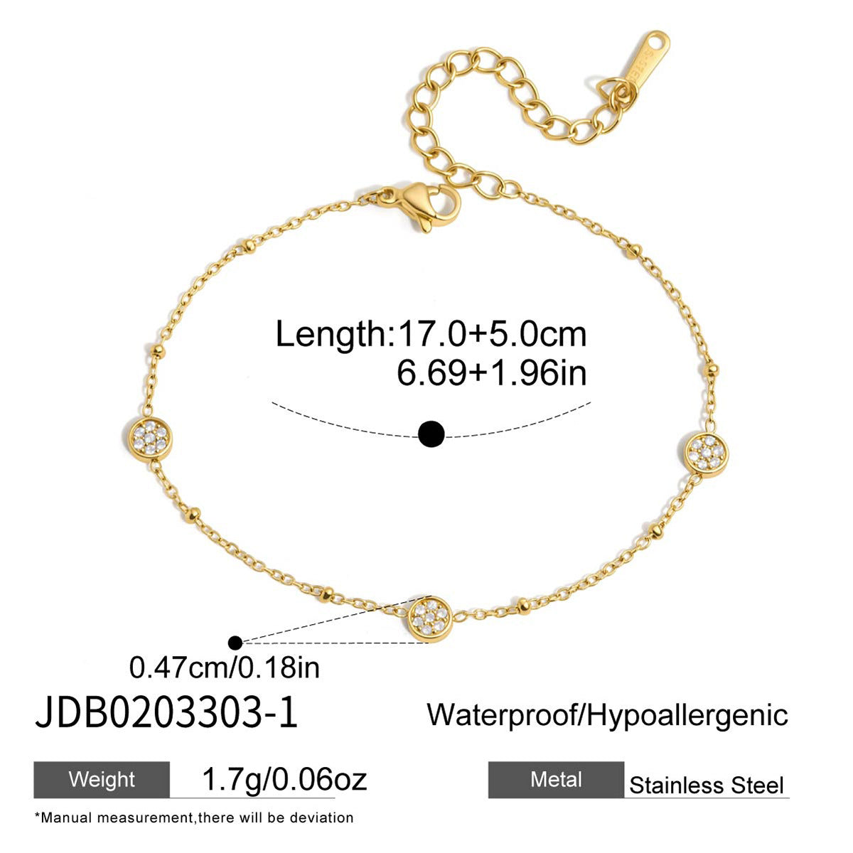 Damen Armband mit herzförmigen Anhängern und Zirkonia-Verzierung Shop Nory