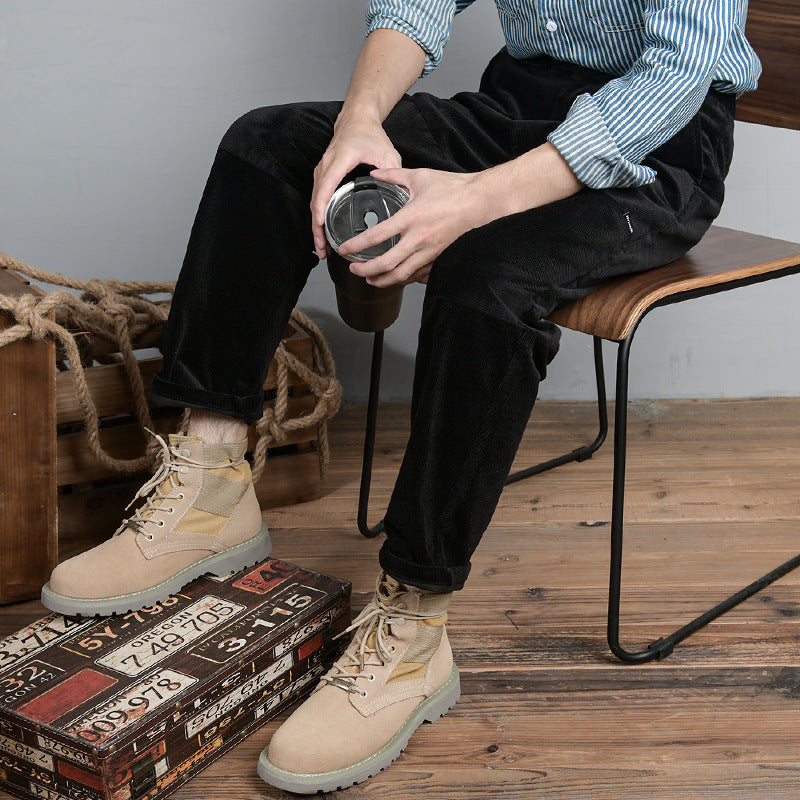 Herren Wildleder-Textil Combat-Boots mit profilierter Gummisohle Shop Nory