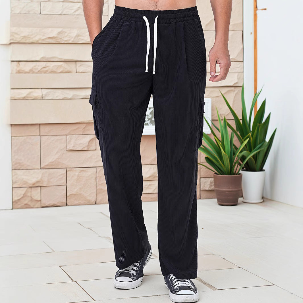 Herren Cord-Optik Cargo-Jogger mit Tunnelzug, elastischem Bund und aufgesetzten Klapptaschen Shop Nory