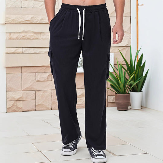 Herren Cord-Optik Cargo-Jogger mit Tunnelzug, elastischem Bund und aufgesetzten Klapptaschen Shop Nory