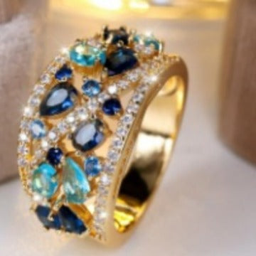 Damen Ring mit kunstvollem Rosé-Golddesign und funkelnden Zirkonia-Steinen Shop Nory