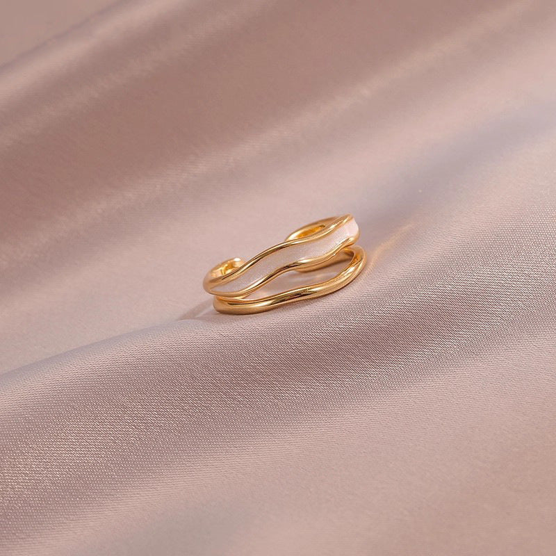 Damen Geometrischer Silberring mit fließendem Design Shop Nory