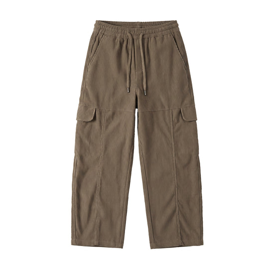 Damen Weite hochtaillierte Cargo‑Hose aus Feincord mit Tunnelzug Shop Nory