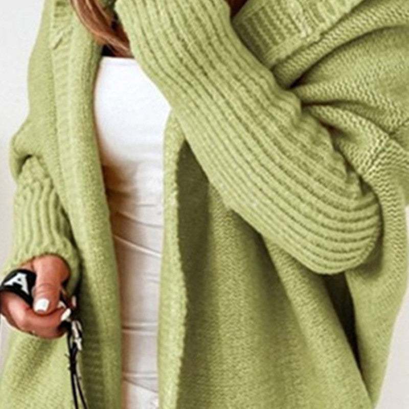Damen Longline Kapuzen-Strickcardigan mit offener Front Shop Nory