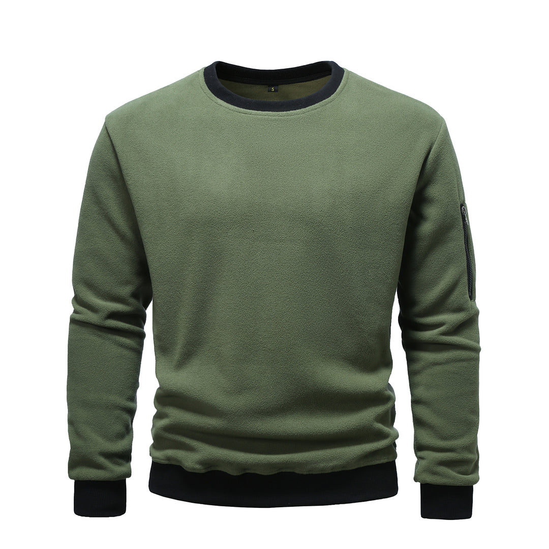 Herren nan Fleece-Sweatshirt mit Rundhalsausschnitt und Ärmeltasche mit Reißverschluss Shop Nory