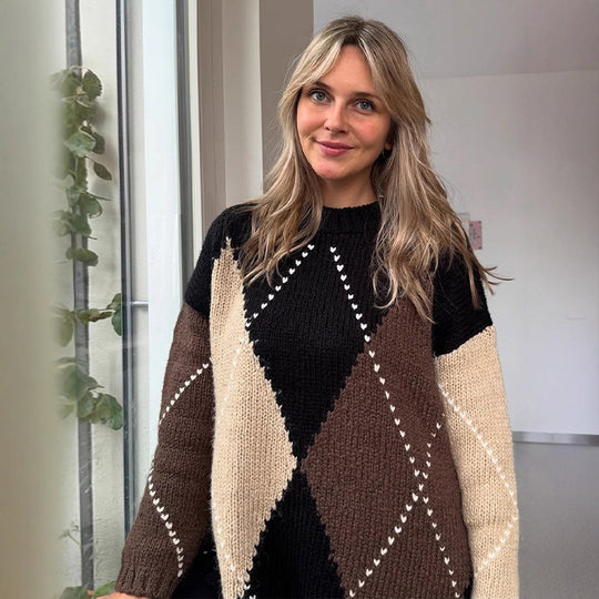 Damen Grobgestrickter Oversize-Pullover mit Rautenstrickmuster Shop Nory