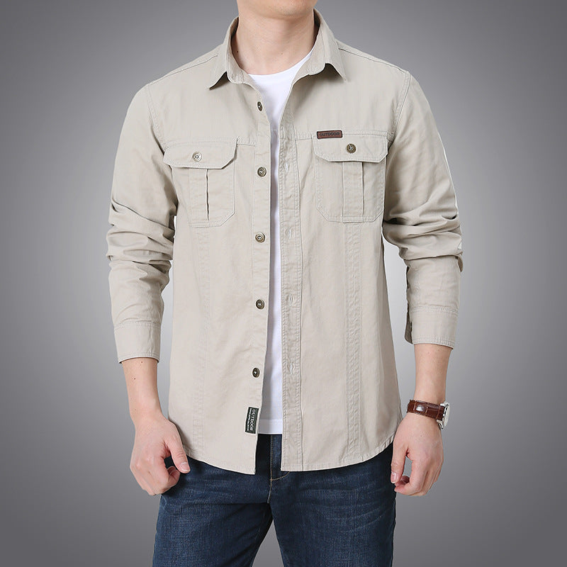 Herren robustes Overshirt aus Baumwoll-Canvas mit Brustpattentaschen Shop Nory