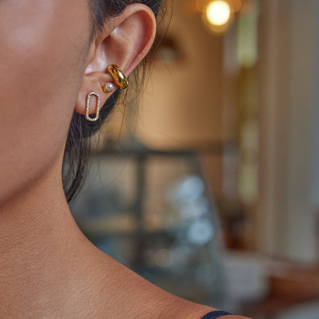 Damen Creolen im modernen, geschwungenen Design aus hochwertigem Edelstahl Shop Nory