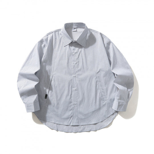 Unisex Leichtes kariertes Overshirt mit Hemdkragen, seitlichen Eingrifftaschen und abgerundetem Saum Shop Nory
