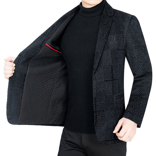 Herren Slim-Fit Samtstruktur-Sakko mit Glencheck-Optik Shop Nory