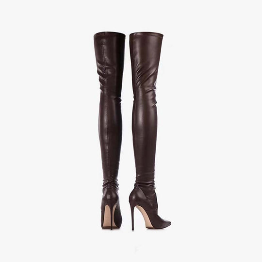 Femme Über-die-Knie Spitzenzehen Stiletto Stiefel