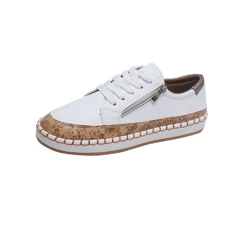 Damen florale Plateausneaker mit Korkplateau, seitlichem Reißverschluss und gepolstertem Komfortfußbett Shop Nory