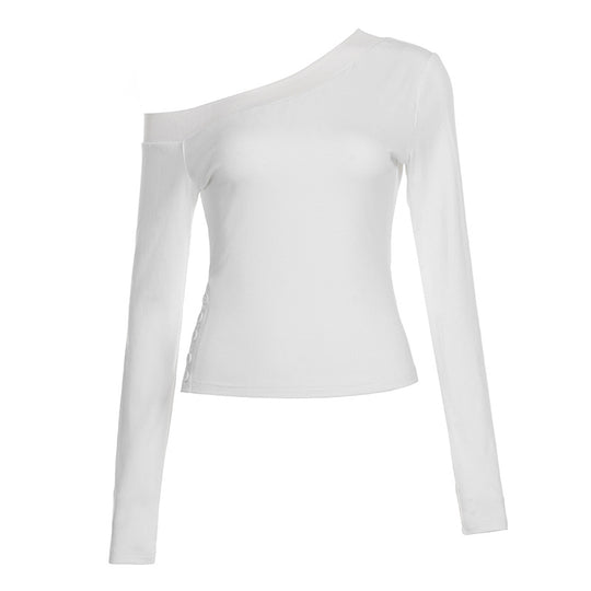 Damen nan schulterfreies Langarmshirt mit taillierter Silhouette und seitlicher Knopfleiste Shop Nory