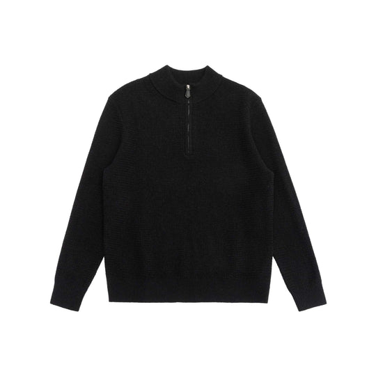 Unisex Feinstruktur-Halbzip-Pullover mit kurzem Reißverschluss und gerippten Bündchen Shop Nory
