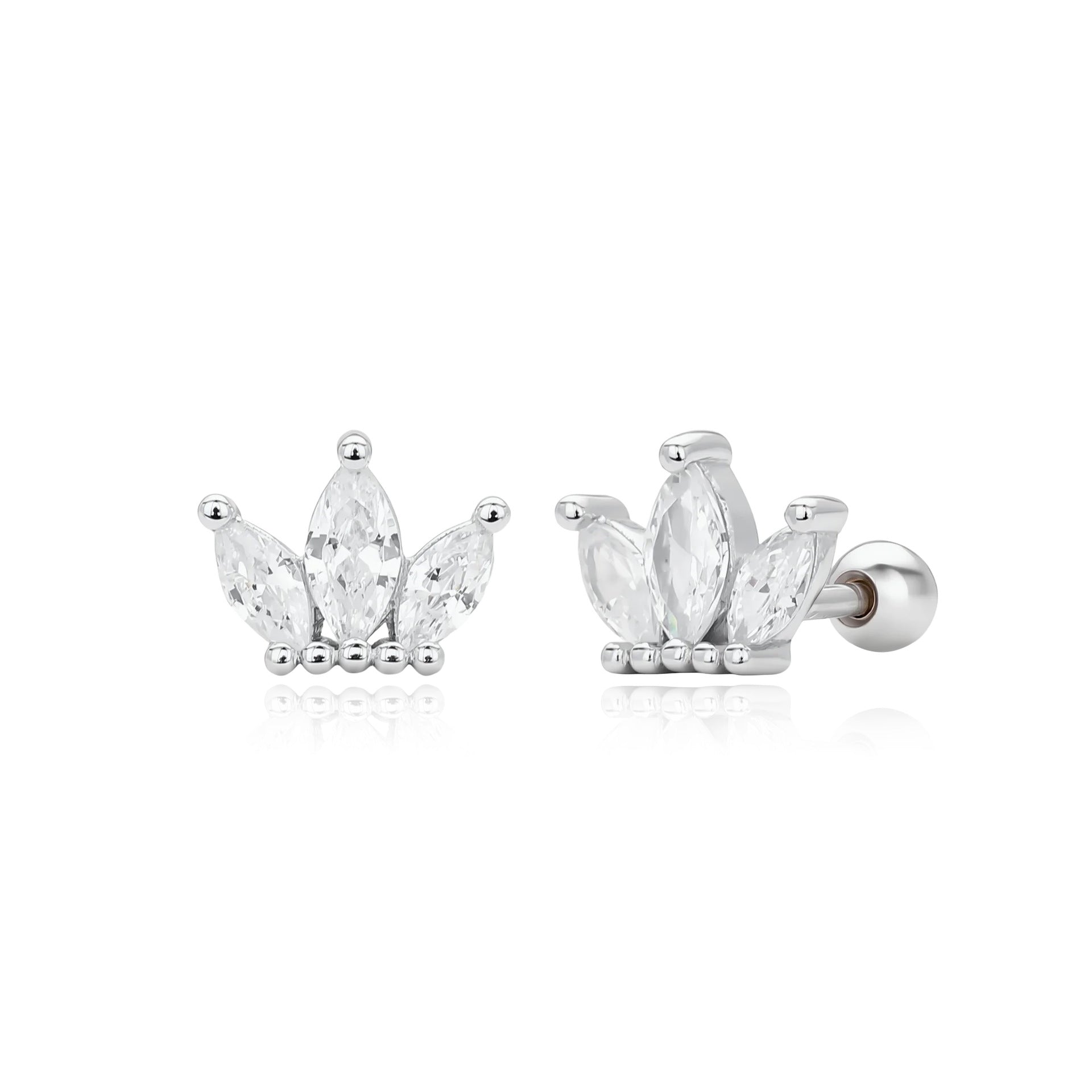 Damen Ohrstecker mit elegantem Krone-Design aus hochwertigem 925 Sterling Silber Shop Nory