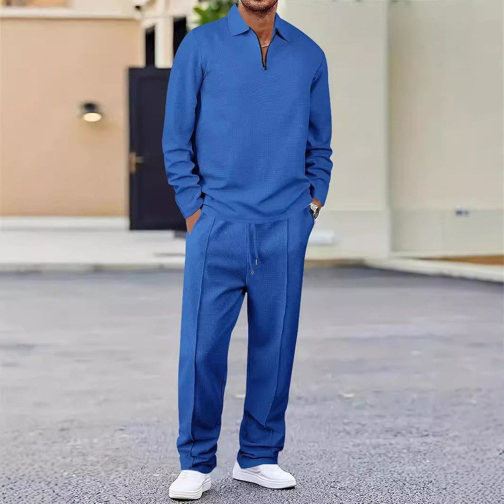 Herren Sportliches Relaxed-Fit Freizeitset mit Stehkragen