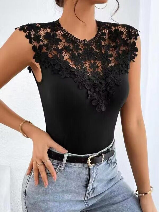 Elegantes Damen-Spitzenhemd mit -Applikation