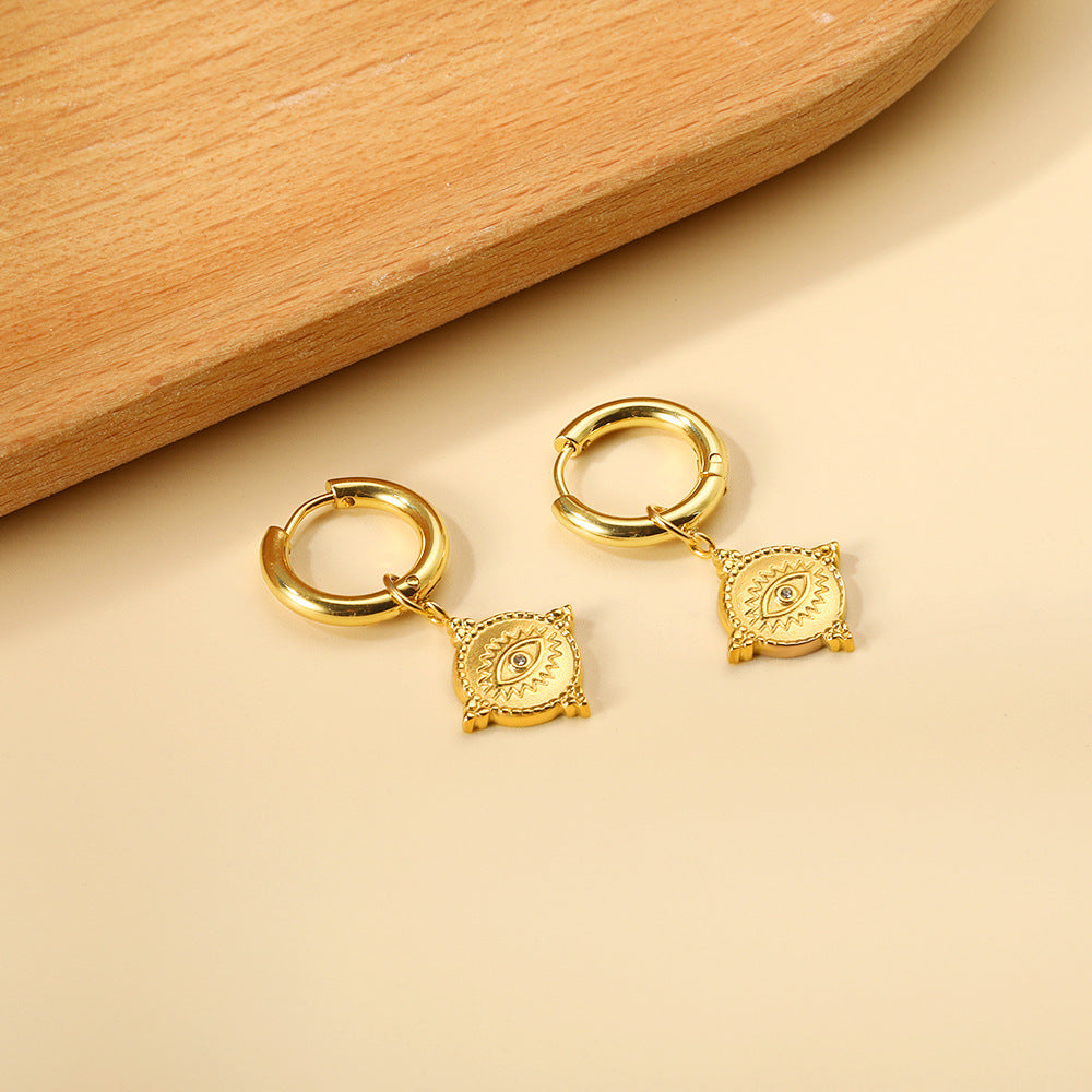 Damen Hängende Ohrringe aus hochwertigem Edelstahl mit kunstvollem goldplattierten Design Shop Nory