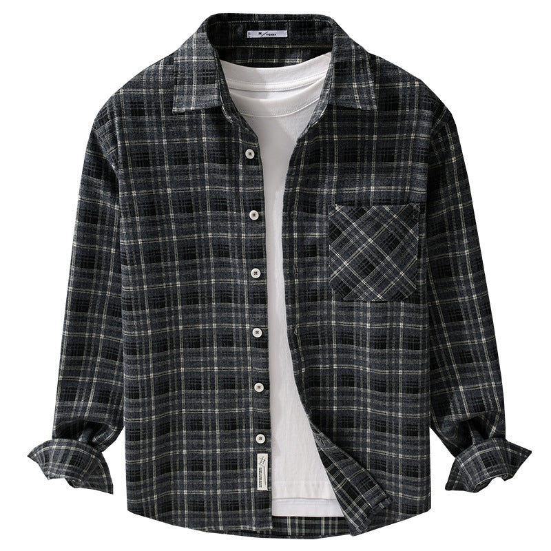 Herren Karierter Flanell-Überhemd mit softer Struktur und aufgesetzter Brusttasche Shop Nory