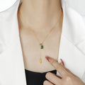 Damen elegante Halskette mit stilvollem Anhänger und funkelndem Kristall Shop Nory