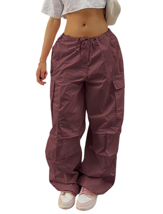Damen Weite Cargo-Hose aus leichtem Funktionsstoff mit Tunnelzug und Pattentaschen Shop Nory