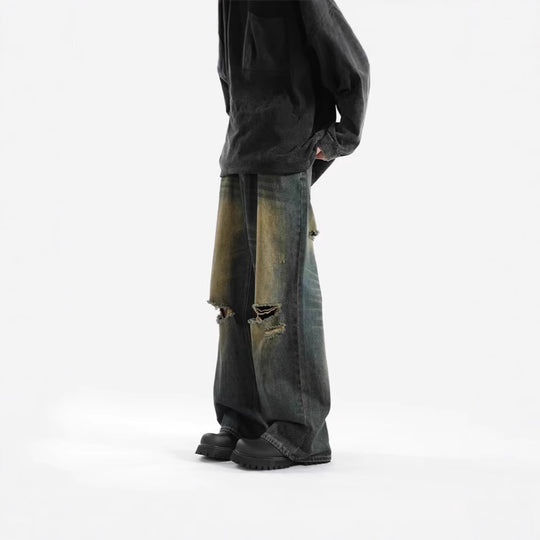 Damen Modische Weitbeinjeans mit zerrissenen Details Shop Nory