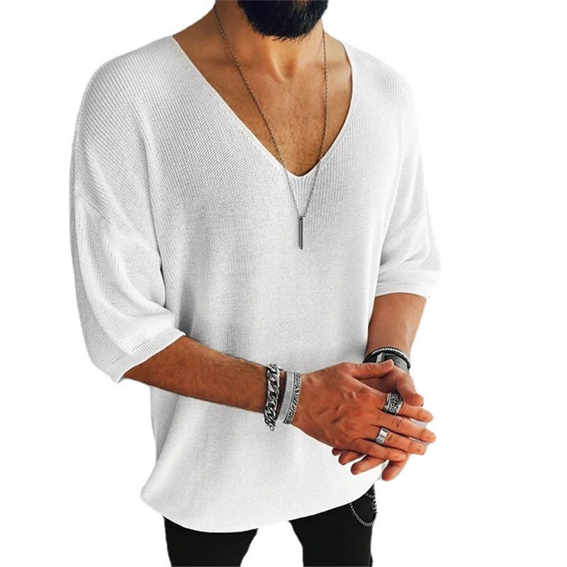 Herren Übergröße V-Ausschnitt Pullover