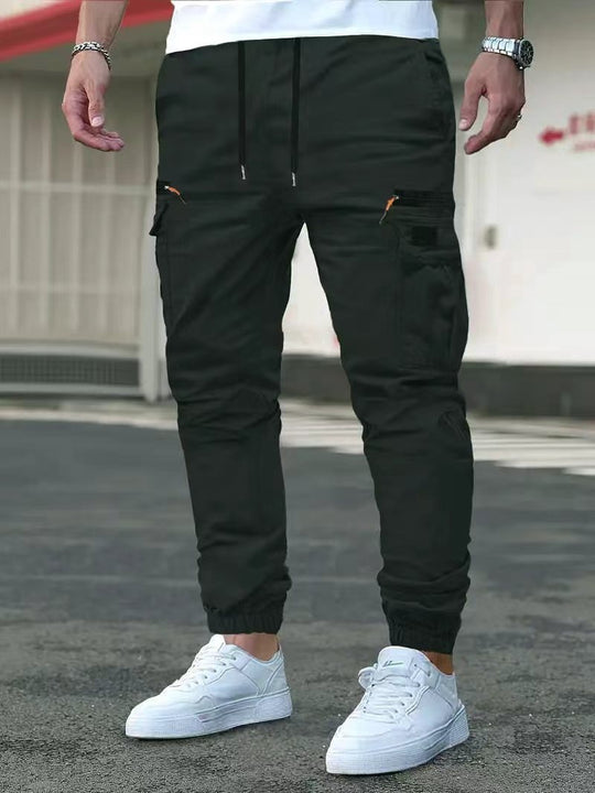 Herren Tapered Cargohose im Joggerstil mit Elastikbund, Tiefer Schritt‑Tasche & Reißverschlusstaschen Shop Nory